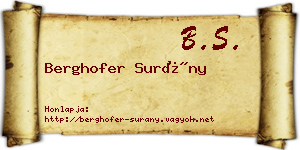 Berghofer Surány névjegykártya
